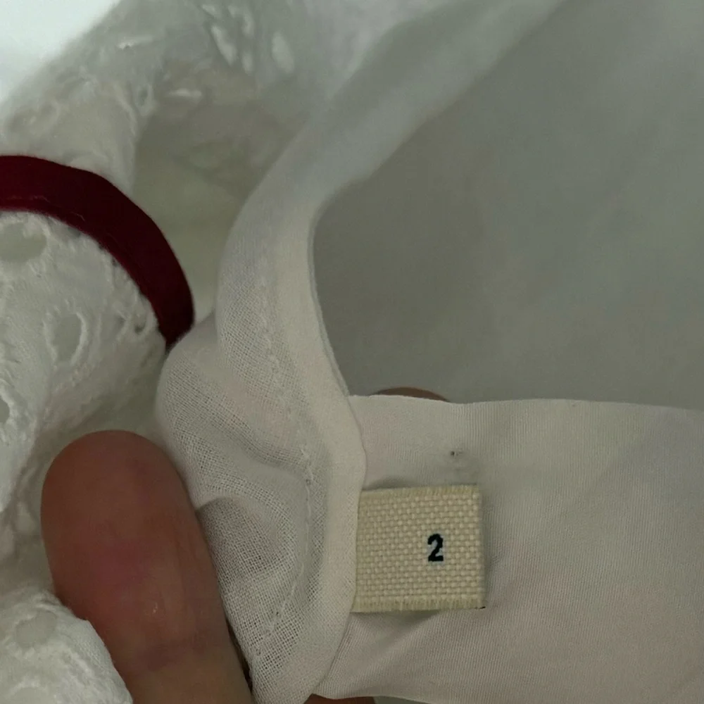EUC Tory Burch White Eyelet Dress with Red Accents